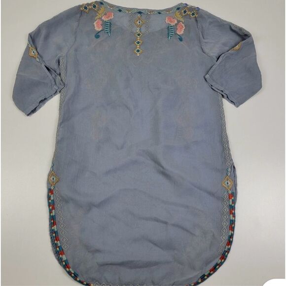 Johnny Was Embroidered Tunic Top/ Mini Dress Size Small– Light Blue 3/4 Sleeve B - Picture 3 of 16